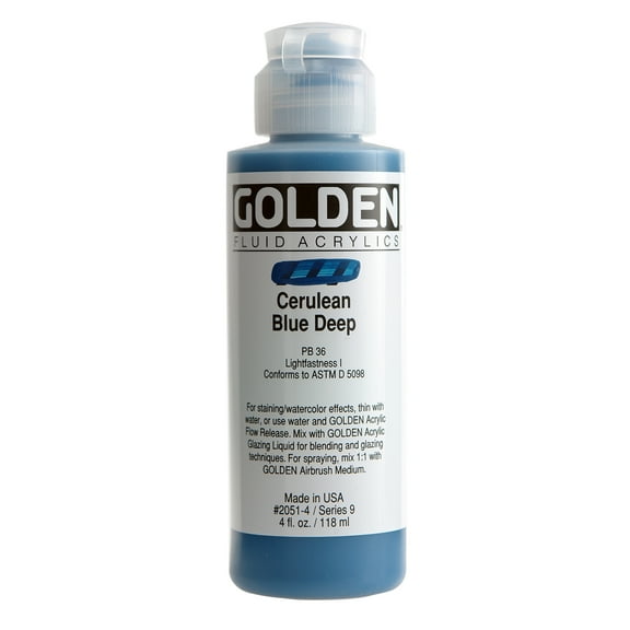 Golden� Fluid Acrylic, 4 oz., Cerulean Blue Deep