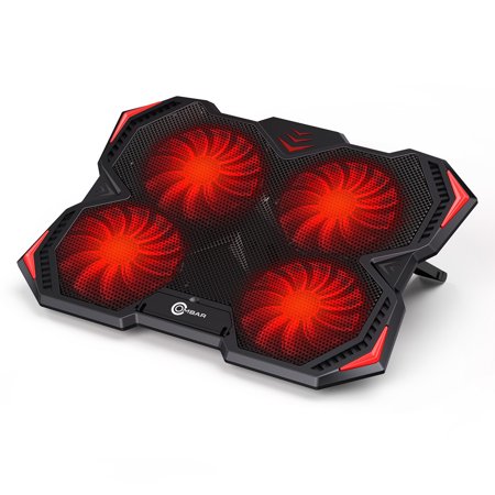 Chill Mat Cooling Stand - OMBAR Gaming Laptop Cooling Pad, Portable Laptop Cooler Pad Dual USB Laptop Fan Chill Mat with 4 Ultra-Quiet LED Fans, 3 Height Options, 10-17 Inch