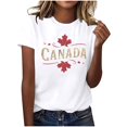 thumbnail image 1 of Pisexur Nouveau T-shirt à Manches Courtes Col Rond Imprimé Décontracté pour Femmes, Hauts d'Été pour Femmes Blanc, m, 1 of 4