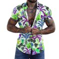 thumbnail image 1 of Camisas Vaqueras Para Hombre Manga Corta Casual Hombres Solapa Solapa Cocotero Estampado Manga Corta Puños Botón Puerto Estilo Floral Camisa Playa Hawaiianss Verano Top (Mint Green, 3XL), 1 of 4
