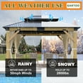 thumbnail image 2 of GARTOO 11 x 13 ft. Patio Cedar Wood Gazebo, Double Metal Roof Hardtop Wooden Gazebos with Curtains and Netting for Backyard, Deck, Lawns, 2 of 11