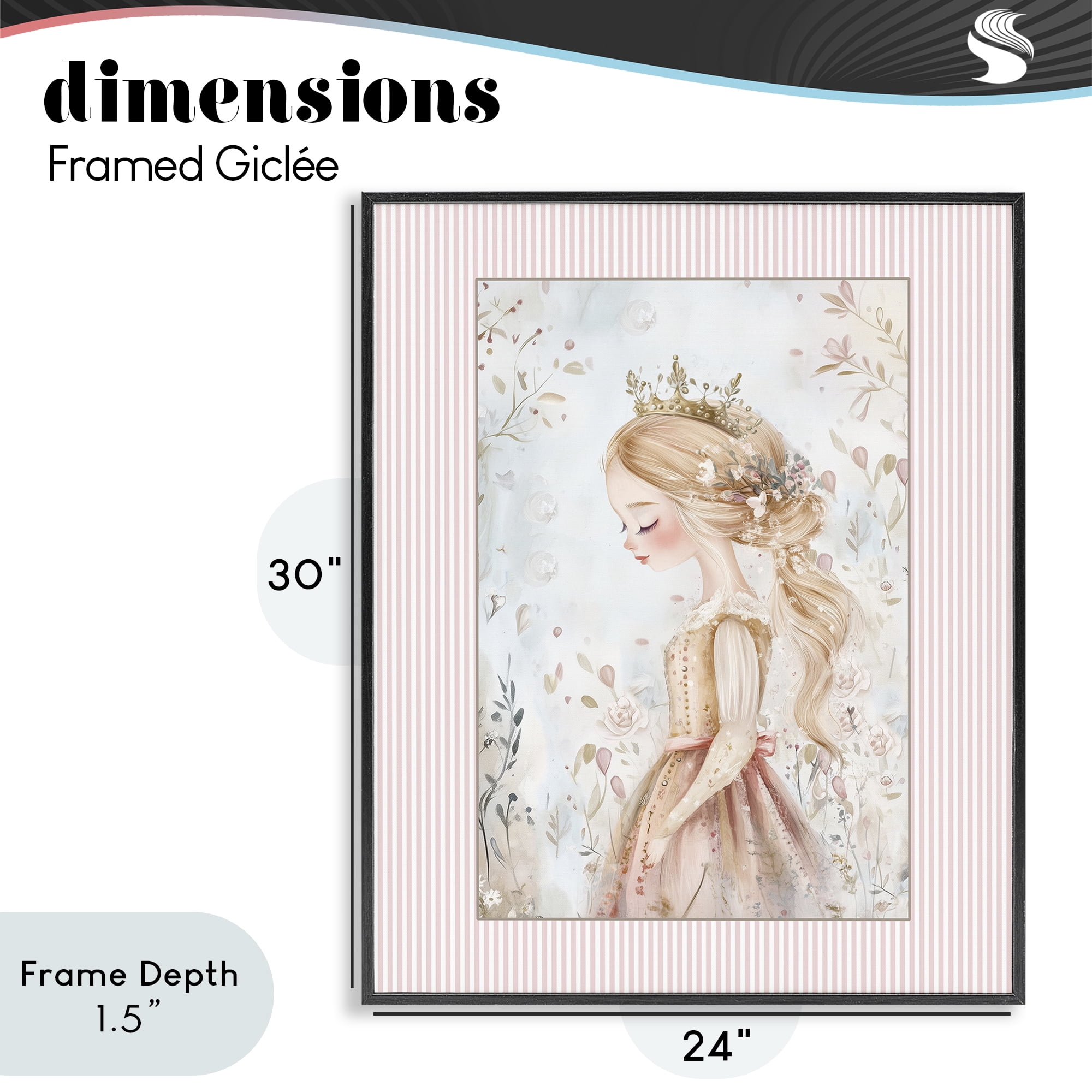 Stupell Industries Enchanted Dreams Princess Black Framed Giclee Art, design by Christine Simpson Art