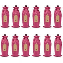 Zhuge 12PCS Wine Gift Bag with Drawstring, 13.78×5.9inch Reusable Bottle Wrap Dresses Pouches for Birthday Wedding Party Favors Blind Tasting（Rose）