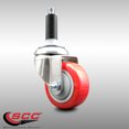 thumbnail image 2 of 3 Inch 316SS Red Polyurethane Wheel Swivel 3/4 Inch Expanding Stem Caster, 2 of 2