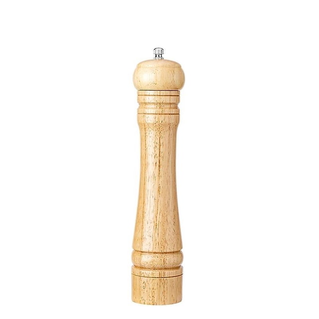 Molinillo de pimienta con cuerpo de madera maciza de roble de 10 "con mecanismo de molienda de cerámica ajustable