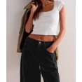 thumbnail image 6 of Women'S Corduroy Pants Mid-Rise Elastic Waist Cord Pant Casual Wide Leg Baggy Trouser with Pockets Black L, 6 of 9