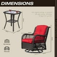 thumbnail image 5 of MeetLeisure 3-Piece Wicker Outdoor Rocking Chairs Wicker Patio Conversation Set; Red, 5 of 7