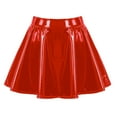 thumbnail image 3 of YONGHS Women's Glossy Latex Leather Short Mini Skirt Pole Dance Raves Clubwear Costumes Red L, 3 of 7