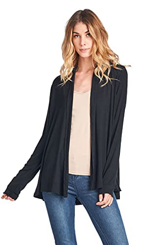 Chigant Womens Cardigan 3/4 Sleeve Lightweight Duster Open Front Ruffle Drape Cardigans Cover Up Casual Sweater 
