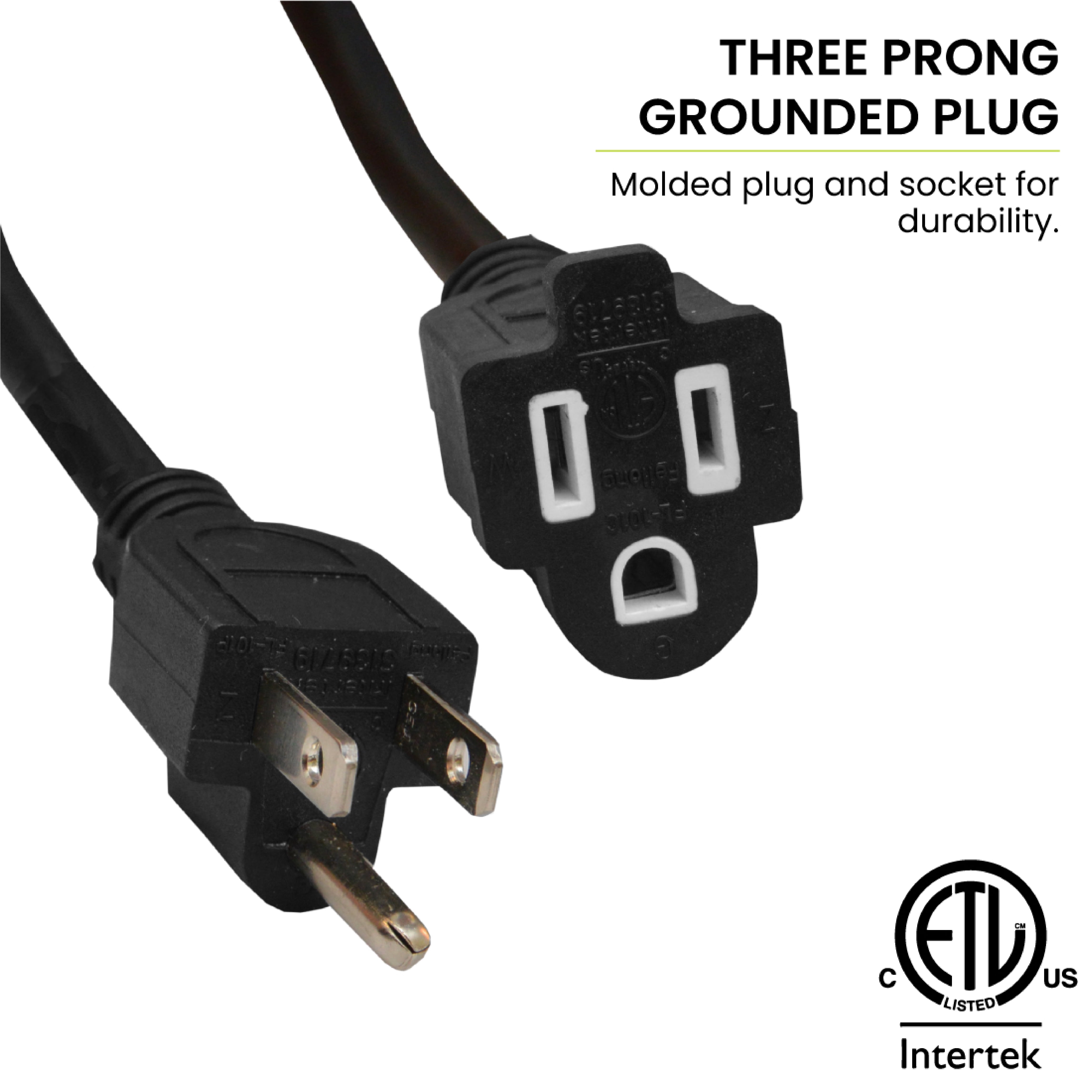 GoGreen Power (GG-13800BK) 14/3 100’ SJTW Outdoor Extension Cord, Black, 100 Ft