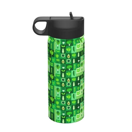 

Qekee Vegetables Print 18OZ Sports Insulated Kettle Coffee Mug Travel Tea Mug Thermos Cup 18 Stainless Steel Water Bottle For Running Hiking Cycling