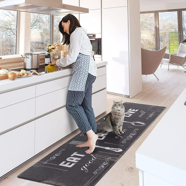 Non-slip Anti-fatigue Kitchen Mat 10mm Thick Cushioning PVC Woven Foot Pad  Disposable Wipeable Living