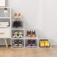 thumbnail image 2 of Clear Stackable Shoe Storage Boxes: 6 Pack Balck Large Sturdy Plastic Shoe Organizer Containers for Closet, Drop Front Shoe Bins for Display Sneakers, Fit Shoe Size Up to US Men 12, 2 of 12