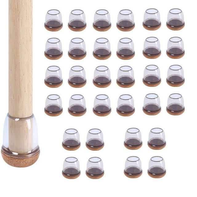 Tapas de goma transparentes para patas de taburete, tamaño mediano de 1", paquete de 8, protectores de piso antideslizantes