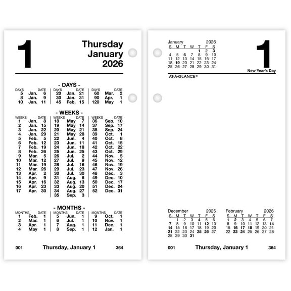 AT-A-GLANCE 2026 Financial Daily Desk Calendar Refill Standard 3 12 x 6 - Desk