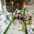 thumbnail image 2 of Lucky Clover Table Runner 90 Inches Long St. Patricks Day Lucky White Green Plaid Shamrock Table Runner Dresser Scarves for Dinner Parties Washable Cotton Linen Table Runners 13" x 90", 2 of 6