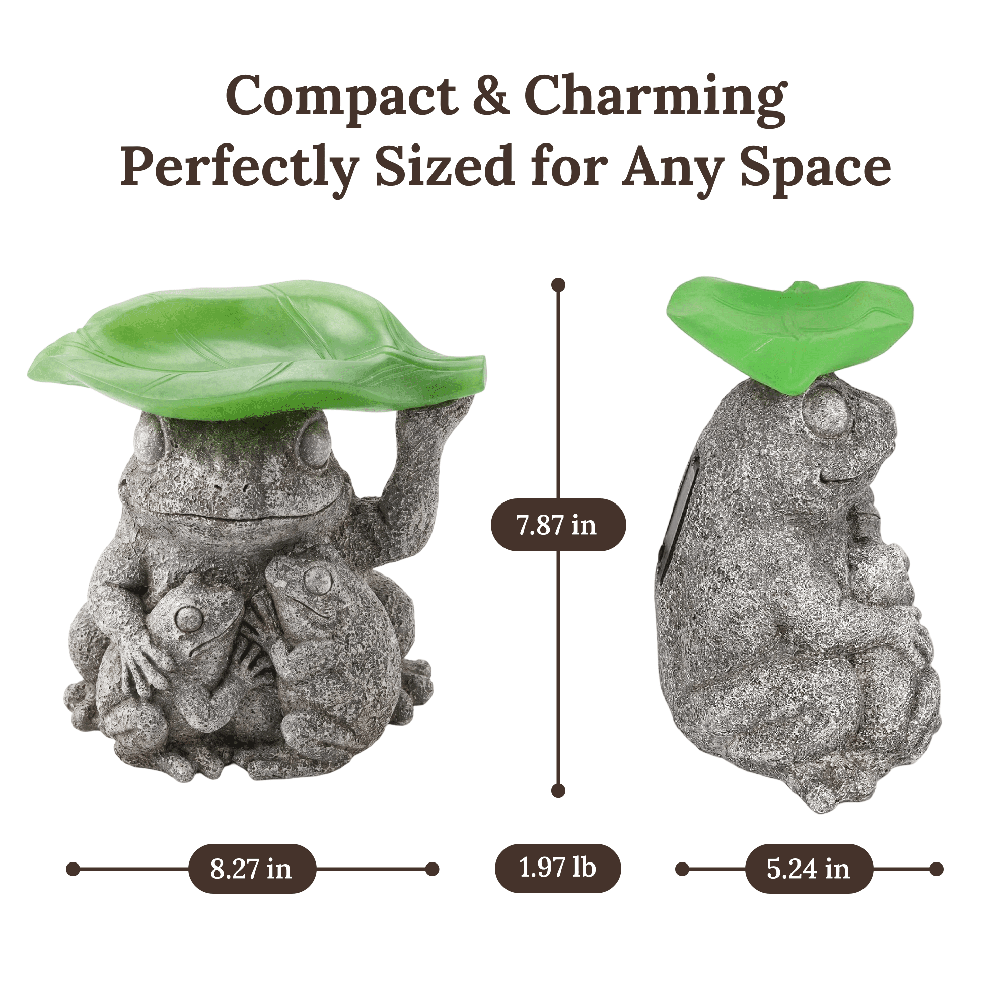 DAK Resin Solar Frog Garden Statue with Bird Feeder and LED Light, Frog Family for Yard Art Solar Garden Light for Patio Lawn Yard Decoration