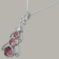 thumbnail image 4 of LBG 10k White Gold Genuine Natural Pink Tourmaline & Diamond Womens Bohemian Pendant & Chain Necklace - Chain length 22, 4 of 5