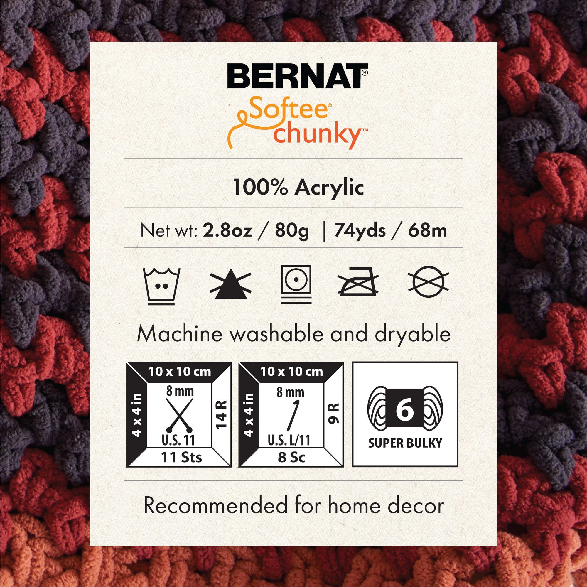 Bernat® Softee® Chunky™ Ombre Yarn, Acrylic #6 Super Bulky, 2.8oz/80g, 77 Yards