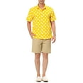 thumbnail image 2 of INSPIRE CHIC Men's Summer Polka Dots Shirt Button Down Short Sleeves Pattern Shirts 2XL Yellow, 2 of 7