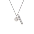 thumbnail image 2 of Delight Jewelry Silvertone Disc 1/2'' Initial - n - Silvertone Mother Daughter Bar Charm Necklace, 23", 2 of 4
