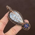 thumbnail image 4 of Natural Dendrite Opal,Lapis Stone Handmade Copper Wire Wrap Pendant 3.54", 4 of 4