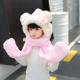 thumbnail image 3 of Cute Bear Children Hats with Ears Cartoon Plush Warm Girls Cap Long Hat Earmuff kid Scarf Gloves,Christmas Hats kids Scarves, 3 of 4