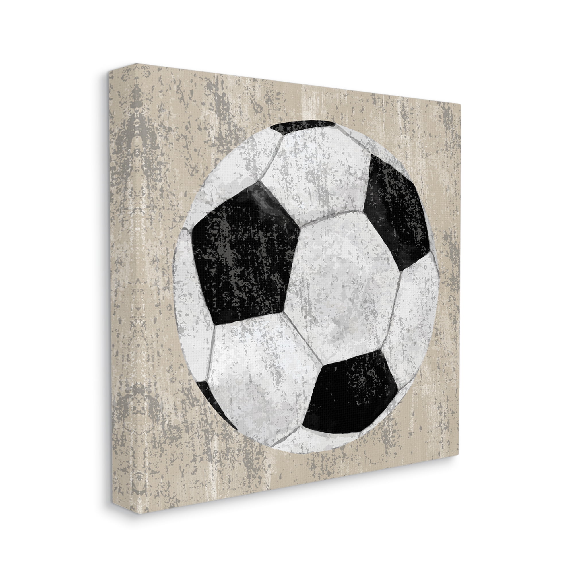 Stupell Industries Rustic Sports Soccer Ball Abstract Painting Gallery Wrapped Canvas Art Print Wall Art, 30 x 30