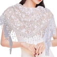 thumbnail image 2 of Elegant Women's Triangle Scarf with Tassel for Church, Weddings, and Bridal Events - Embroidered Lace Shawl with Bandana, 2 of 4