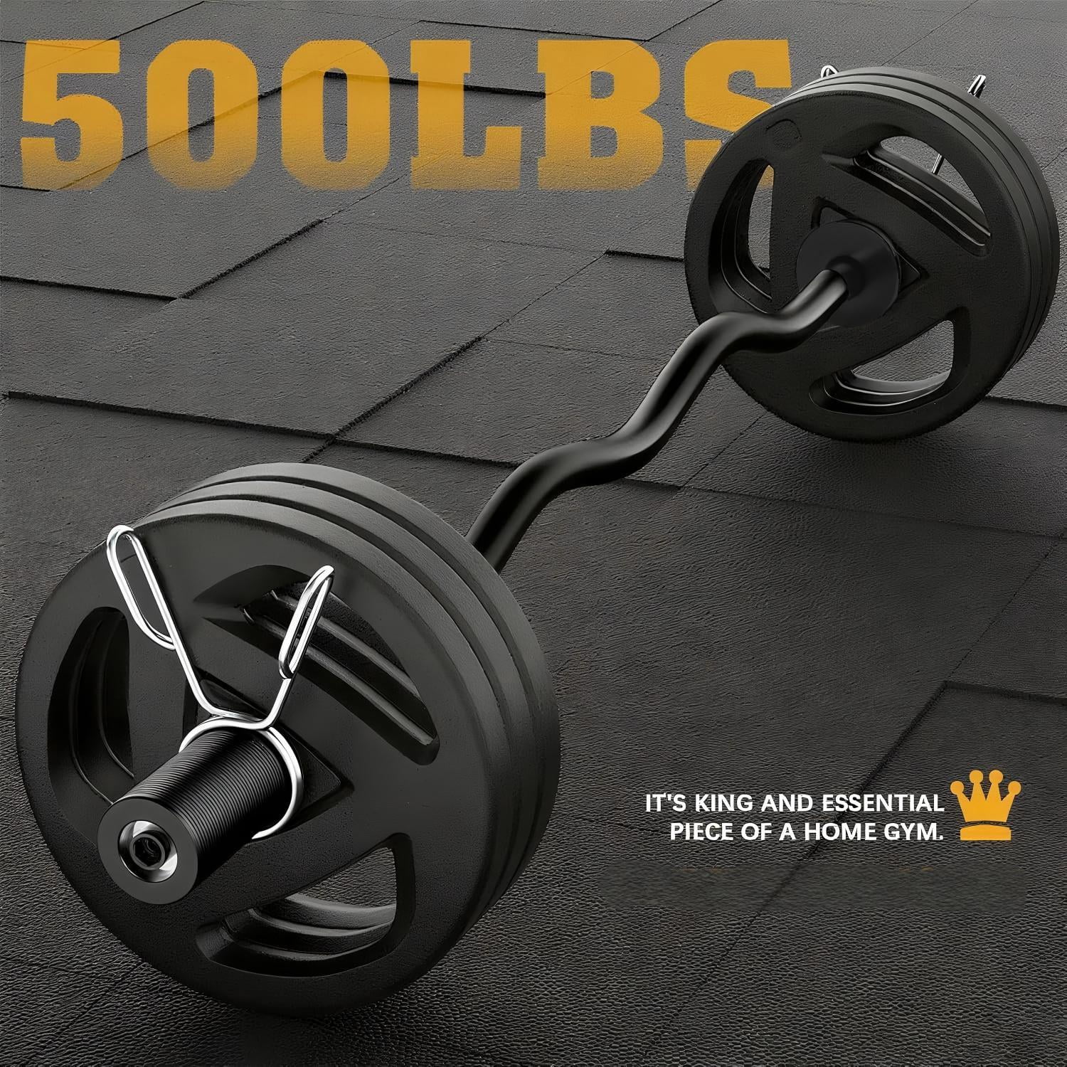 EZ Curl Bar 47 Inch Olympic, Curved Barbell for Home Gym, 2-Inch Plate Compatible, Chrome Curling Bar with Bearings for Biceps Triceps Workout