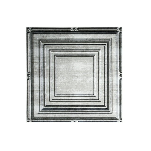 Fasade Easy Installation Portrait Crosshatch Silver Glue Up Ceiling Tile/ Ceiling Panel (12" X 12" Sample)