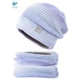 thumbnail image 2 of Deago Women's Tie Dye Winter Beanie Hat Scarf Set Warm Knit Hat Thick Fleece Lined Skull Caps Neck Warmer (Purple), 2 of 7