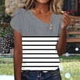 thumbnail image 2 of yillto Women's Dressy Casual Tops Business Work Blouses V Neck Shirts Cap Short Sleeve Summer Fashion Tshirt, 2 of 7