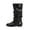 Black, variant on EKVAHL Women's Knee High Slouch Boots, Pull‑On Faux Leather Tall Dress Boots, Round Toe Flat Heel Party Casual Boots Brown