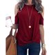 thumbnail image 2 of Gibobby Camiseta de manga corta para mujer Hombro manga corta túnica cuello Tops camiseta blusa fría mujer O blusa mujer(Vino,M), 2 of 5