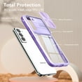 thumbnail image 2 of Dteck Case for Samsung Galaxy S22 Shockproof Slim Dropproof Slide Protection Clear Acrylic Hard Back Soft TPU Bumper Hybrid Phone Cover,Purple, 2 of 6