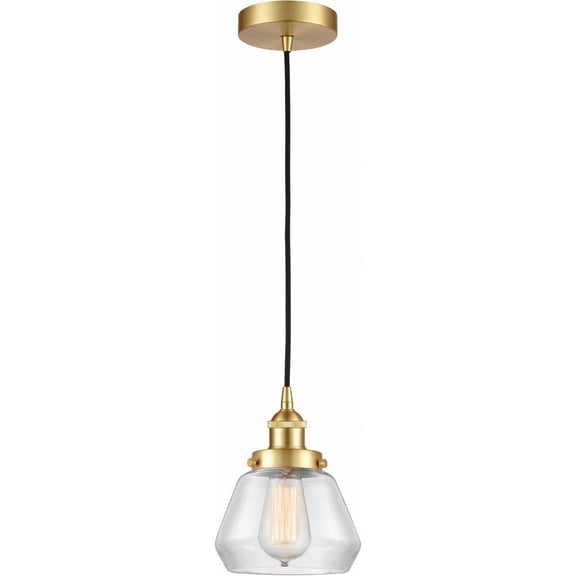 616-1PH-SG-G172 Innovations Lighting Fulton - 1 Light Mini Pendant In Industrial Style-10 Inches Tall and 7 Inches Wide-Satin Gold Finish-Clear Glass