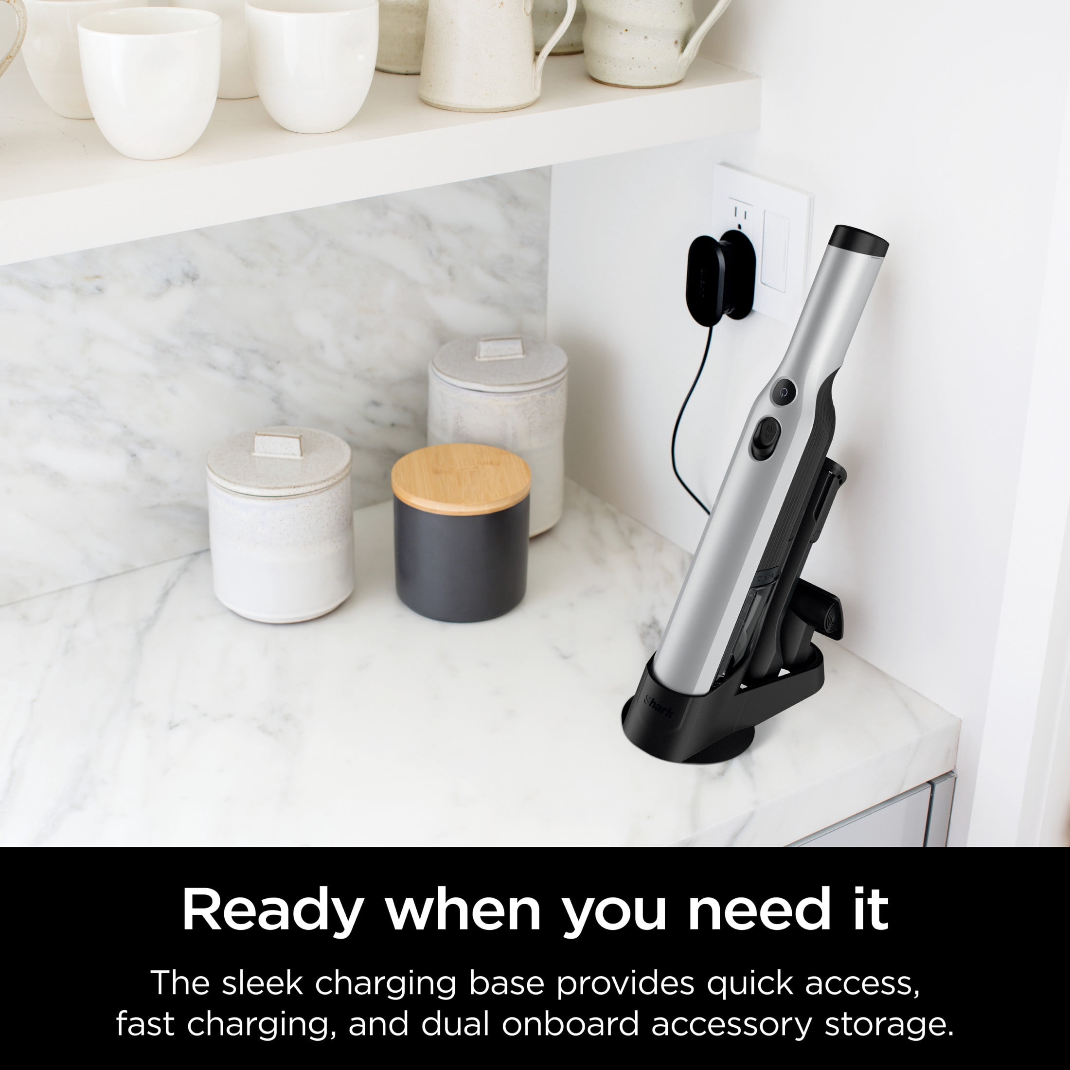 Shark WANDVAC Handheld Vacuum, Pet Friendly, Car & Home, FurFins Pet Tool, Charging Dock, WV201WH, White