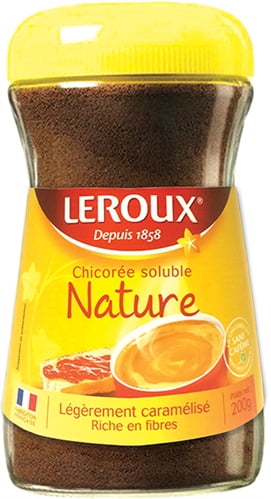 Chicory Leroux Instant Coffee, 100% Natural Gluten and Caffeine Free Yellow Jar- 7oz/200g
