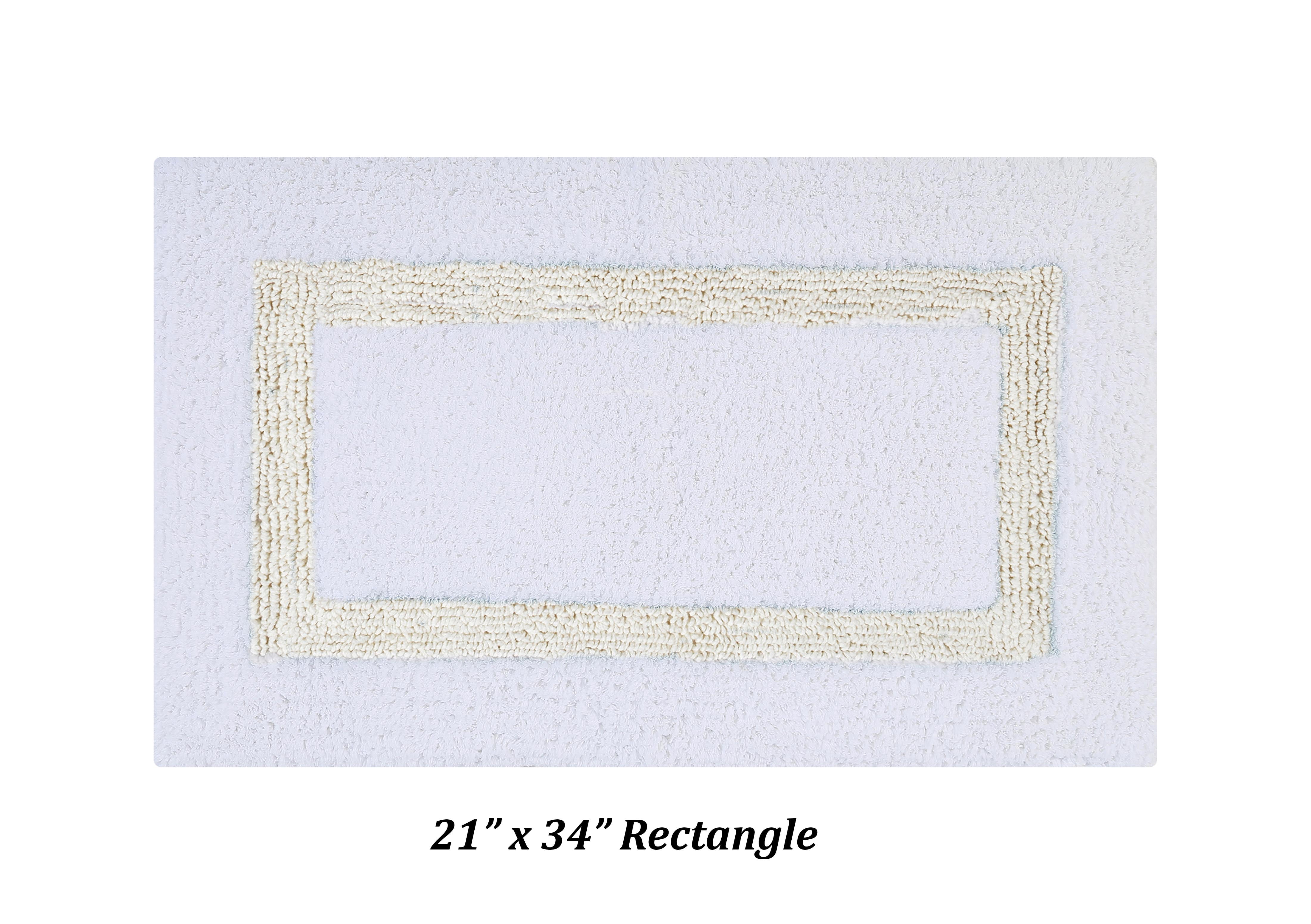 Better Trends 4 Piece Bath Rugs Set 100% Cotton Bathroom Rug Soft, Water Absorbent, Reversible, Machine Washable for Bathroom Decor Toilet Base Contour And Bath Mat Hotel Collection - White/Ivory