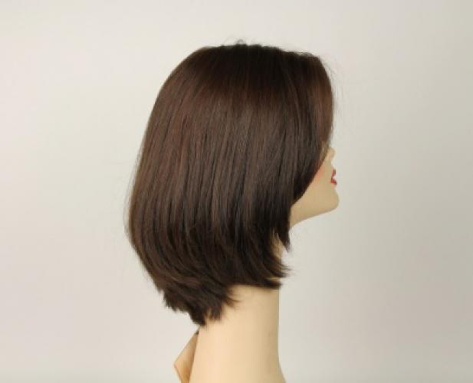 European Human Hair Freeda Wig Liberty Brown With Red Highlights Skin Top Size L
