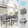 thumbnail image 4 of Martha Stewart Indoor-Outdoor Patio Set with 71" Table and 8 Dining Chairs with Gray Brushed Woodgrain Aluminum Finish and Gray All-Weather Seat Cushions, 4 of 12