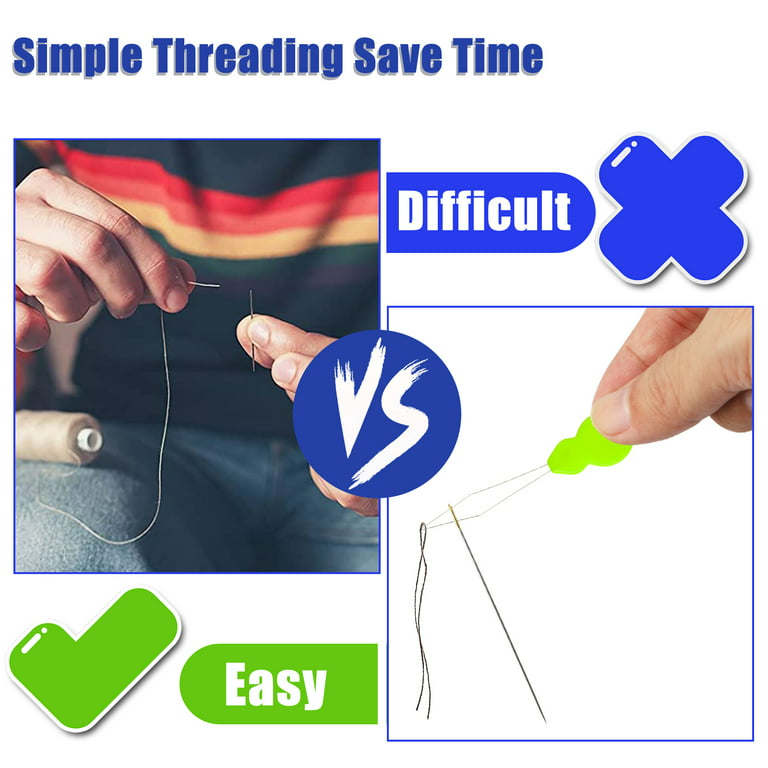 Green Fabwood 100x Silver Tone Wire Loop DIY Needle Threader Stitch Insertion Hand Machine Sewing Tool