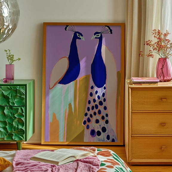 Abstract Wall Art, Colorblock Peacock Print, Maximalist Aesthetic Decor, Dopamine Decor, Bold Bedroom Art, Eclectic Living Room Decor Wall Art, Modern Wall Decor For Living Room, 8x12 UNFRAMED