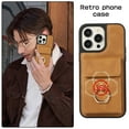 thumbnail image 5 of ELEHOLD for iPhone 14 Plus Case Synthetic Leather 2-in-1 Phone Case with Magnetic Detachable Card Holder Ring Holder Stand Drop Protection Shockproof Wallet Case,brown, 5 of 8