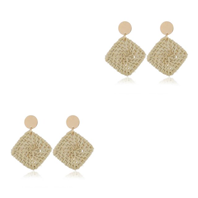 Qarigey Pendientes clásicos occidentales Estilo bohemio Joyería delicada Cuadrilátero blanco Cuadrilátero blanco 2piezas
