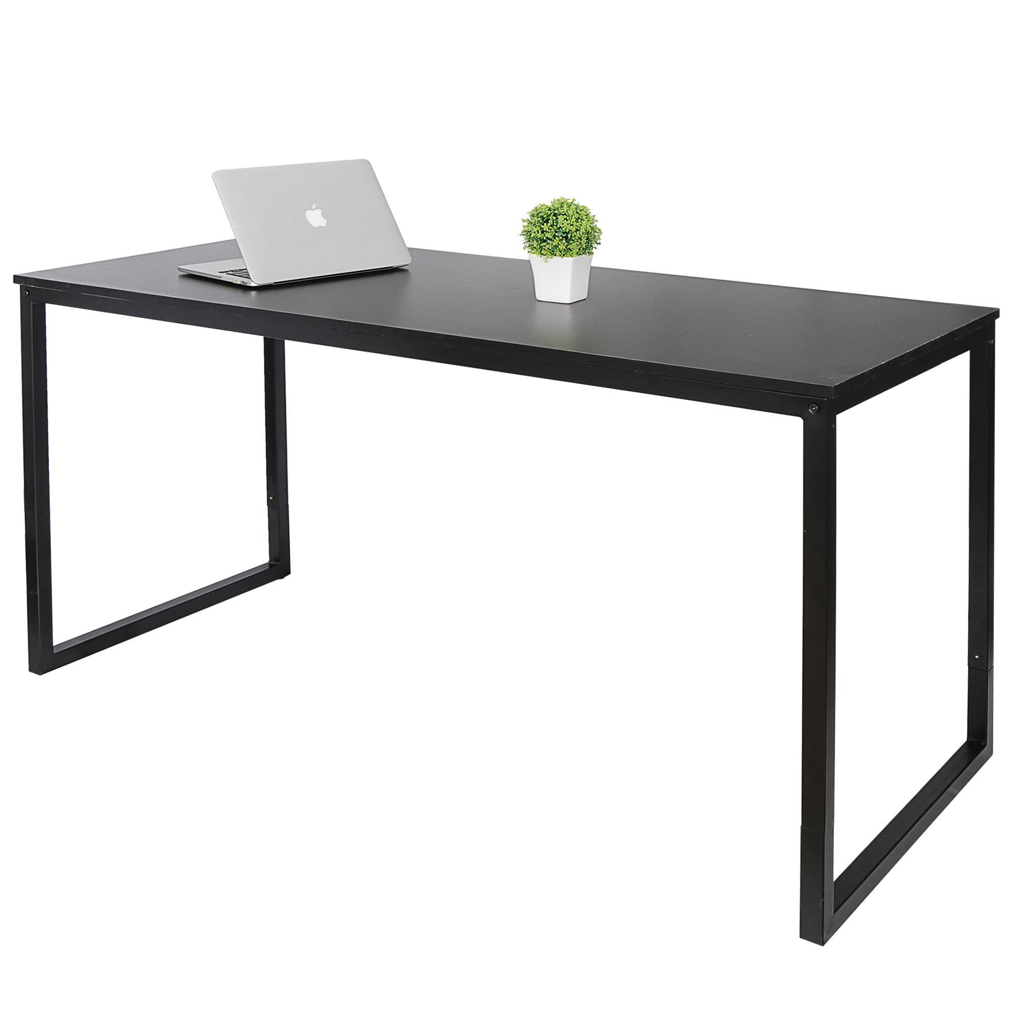 Small Modern Computer Desk Black Rectangular Straight Wooden Office Desk 120cm 