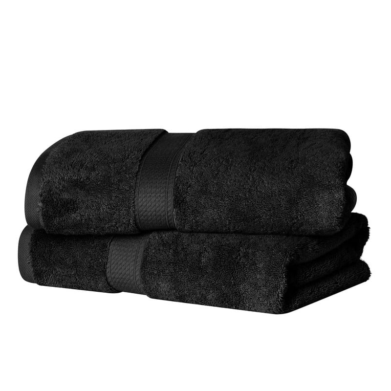 Superior 800 GSM Egyptian Cotton Heavyweight Bath Towel Set of 2, Black