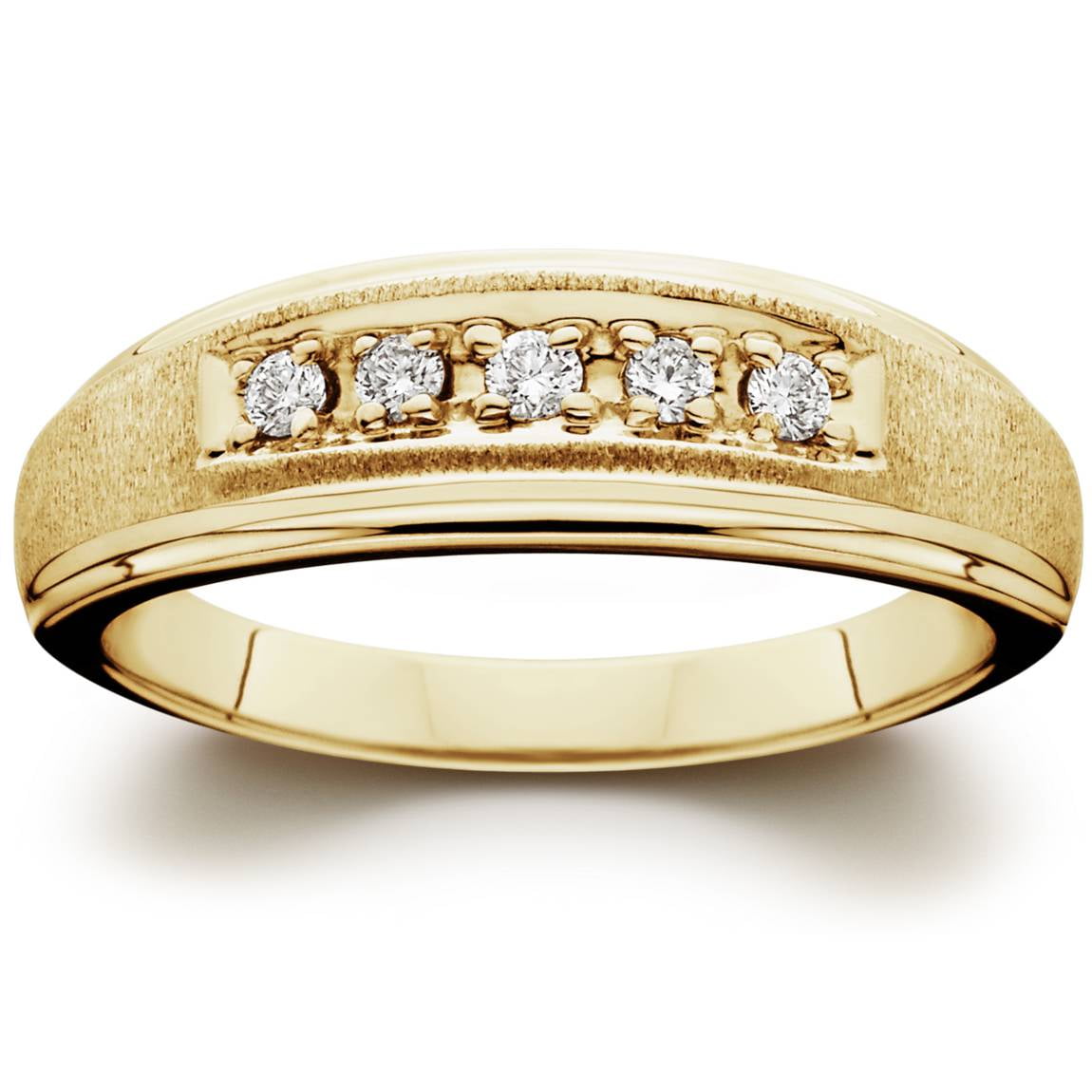 Ladies 14K Yellow Gold 1/6ct Diamond Wedding Ring Walmart Canada
