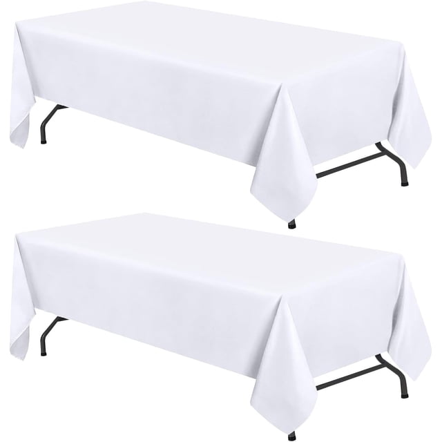 Mantel blanco WEALUXE para mesas rectangulares de 6 pies, 60 x 102 pulgadas, paquete de 2